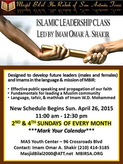 Imam Shakir Islamic Leadership Class 2nd 4th Sund 11:00 MAS