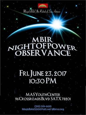 Night of Power MAS Youth Center June 23 10:30pm