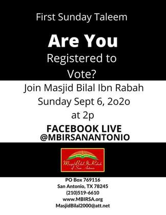 Taleem are you registered to vote facebook live 2pm sunday