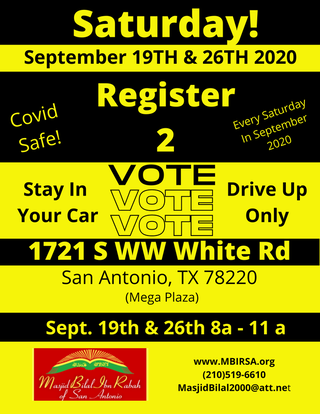 Register to vote September 19 & 26 8 am-11 am